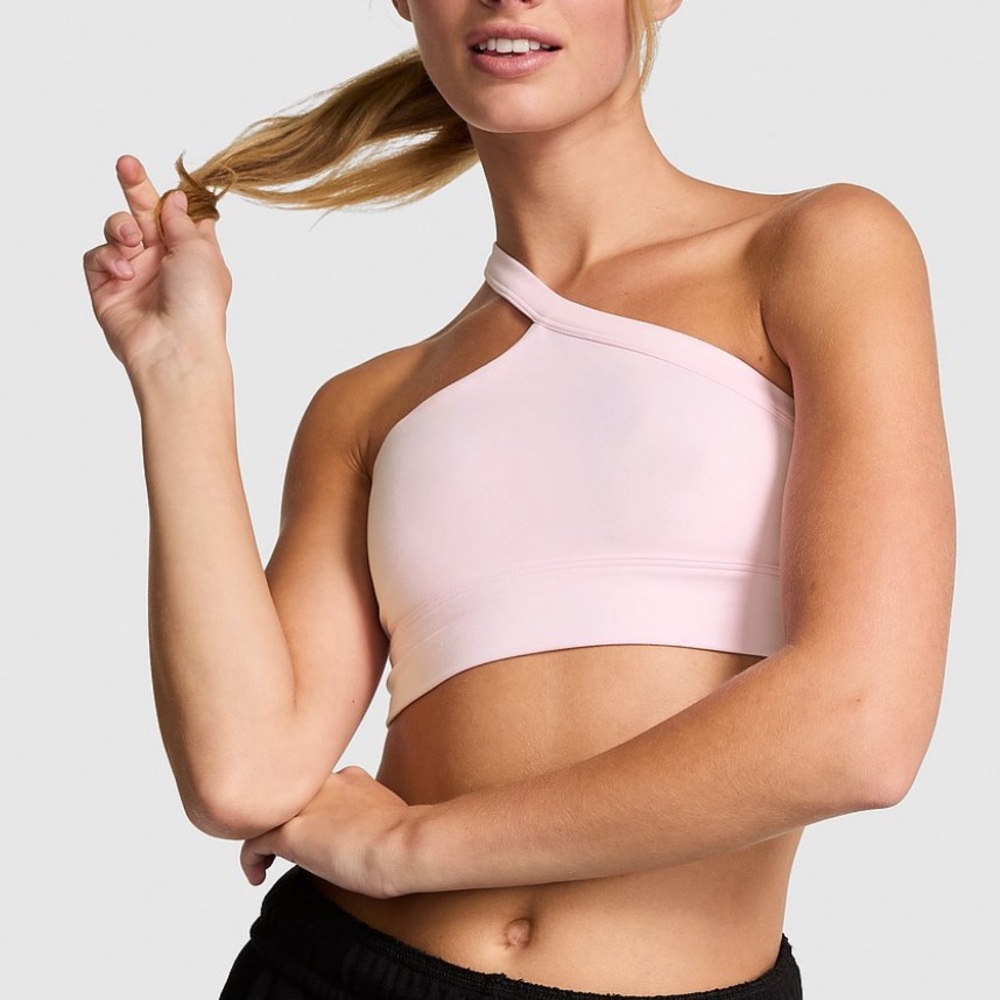 PINK Victoria's Secret Light Pink One-Shoulder Sports Bra